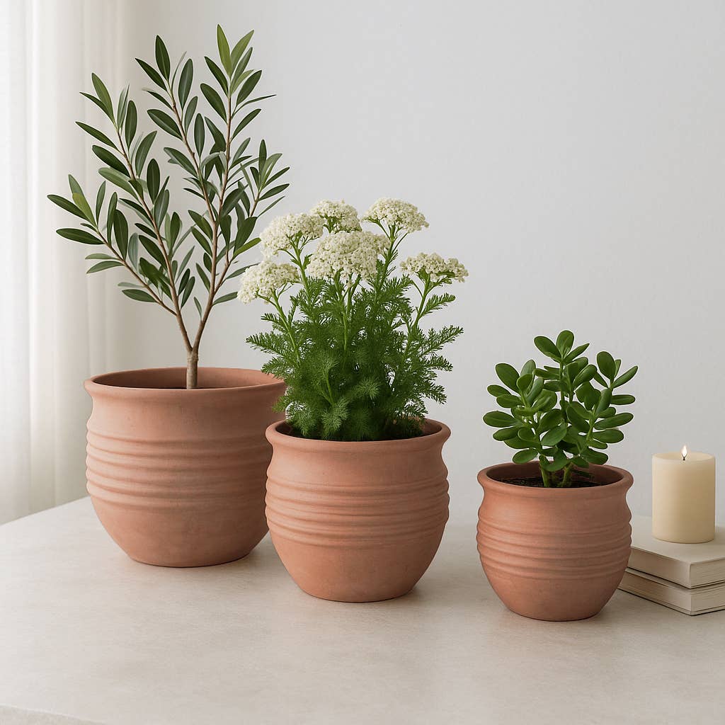 Ceramic Ribbed Planter Pots