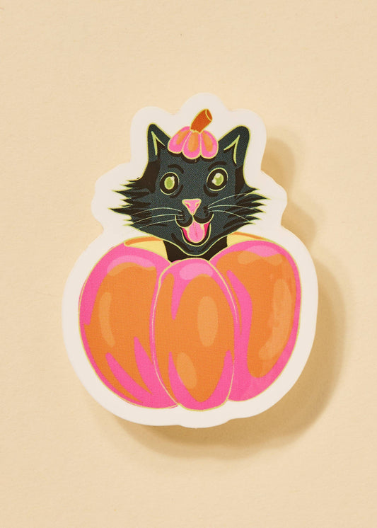 Pumpkin Party Black Cat Halloween Sticker