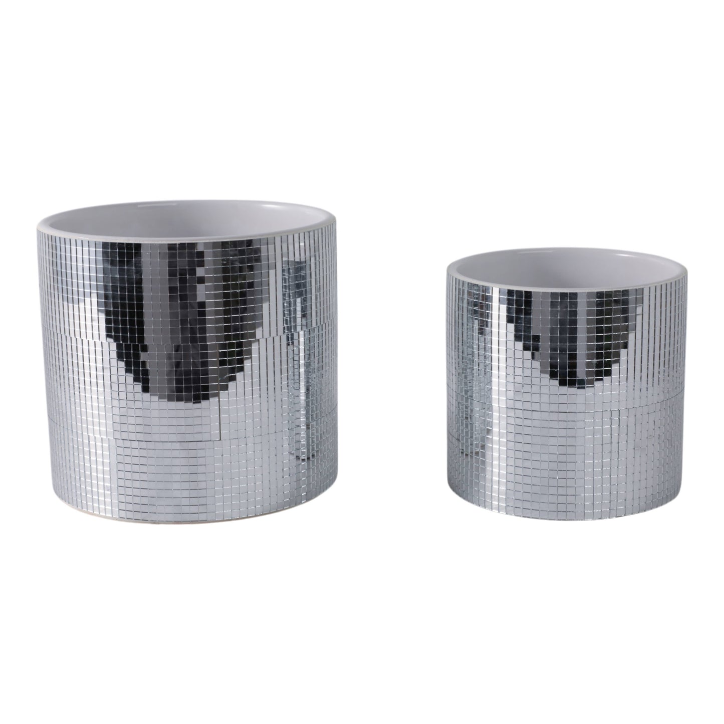 Ceramic Elegant Disco Planters  - Silver,