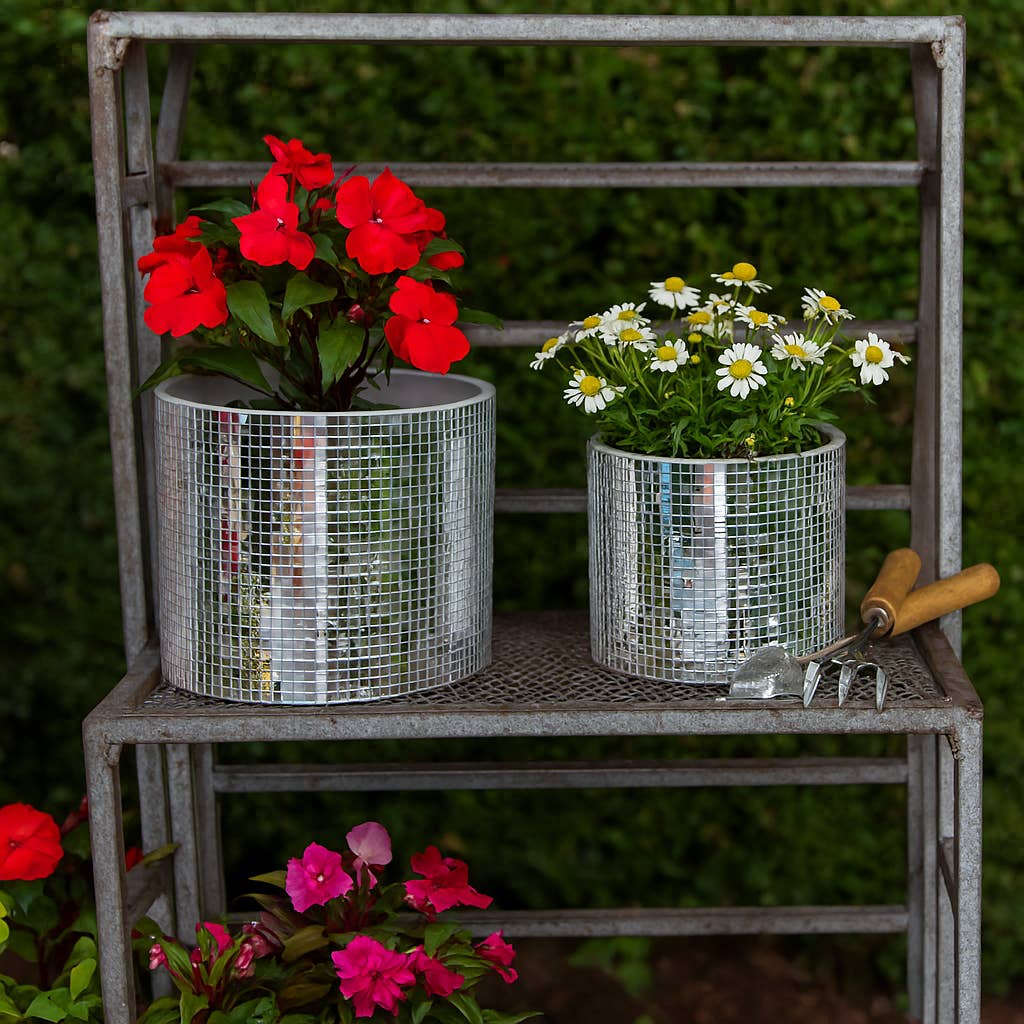 Ceramic Elegant Disco Planters  - Silver,