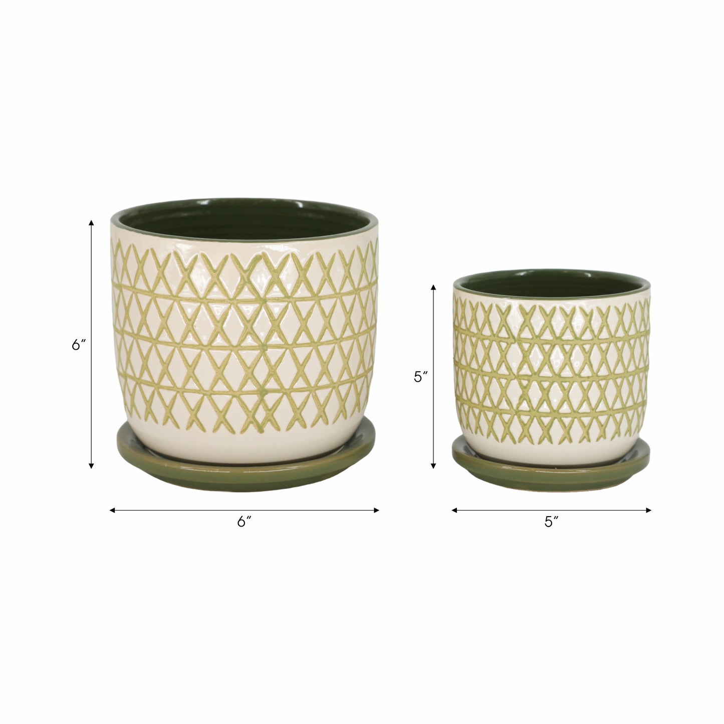 Ceramic X Design Saucer Planter