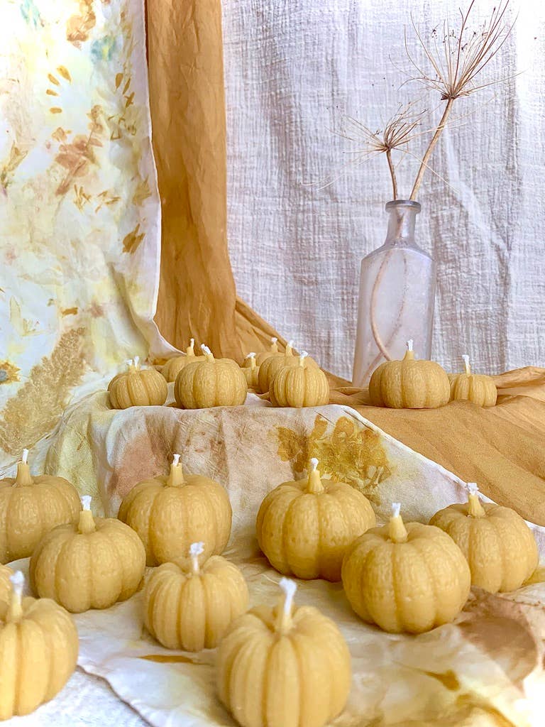100% Beeswax Candles - Fall Pumpkins (small textured)