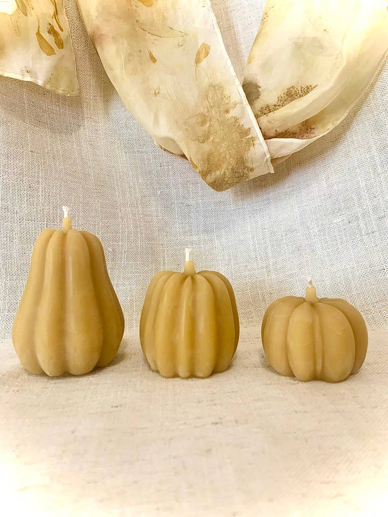 100% Beeswax Candles - Fall Pumpkins (larger, smooth form)