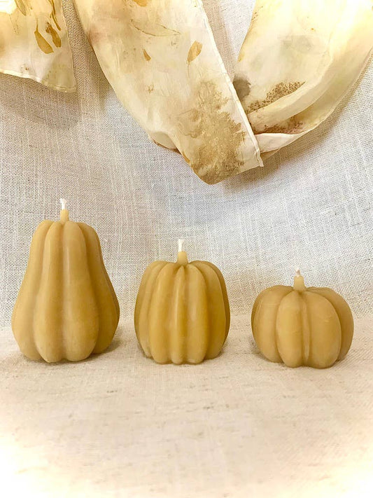 100% Beeswax Candles - Fall Pumpkins (larger, smooth form)