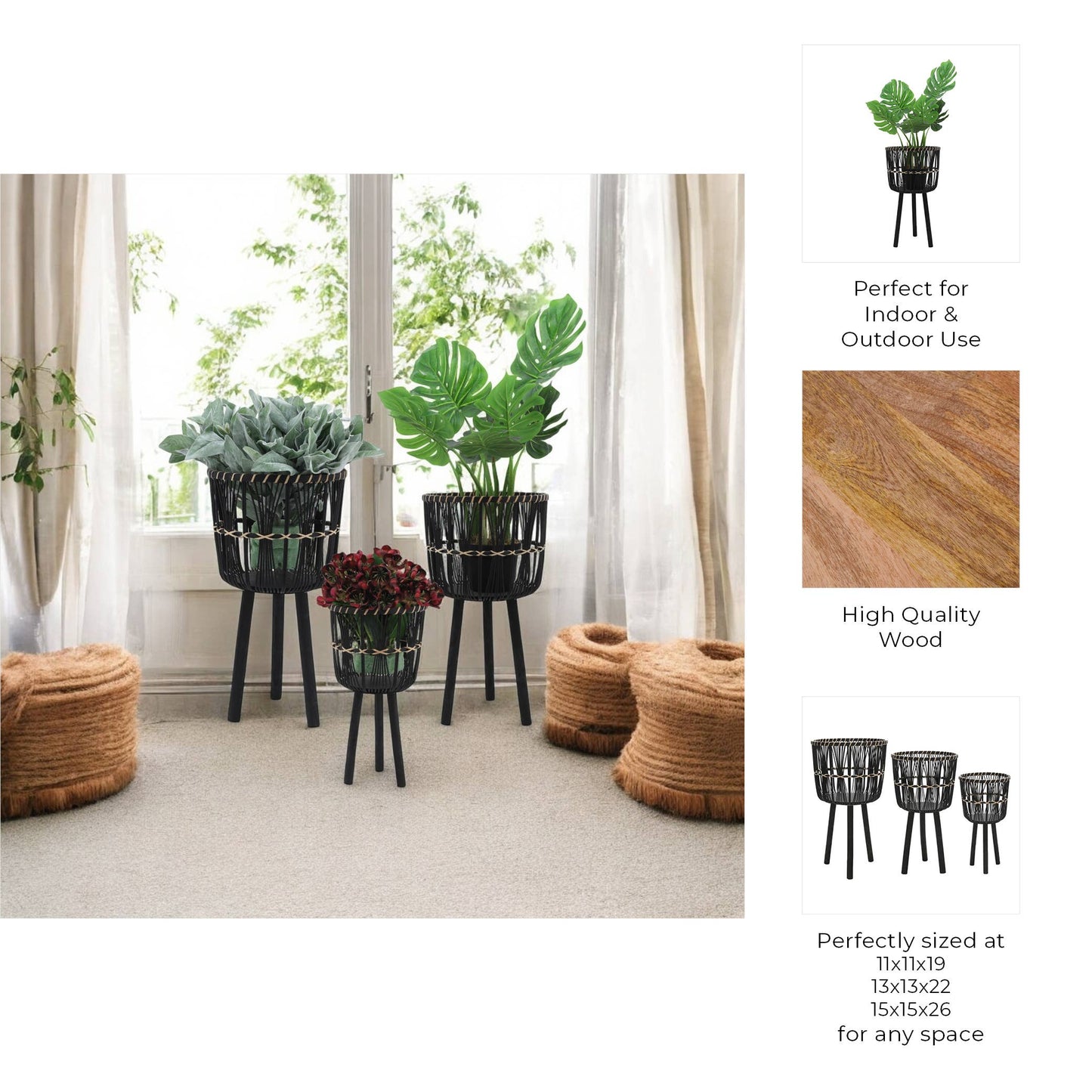 Bamboo Tripod Base Planters