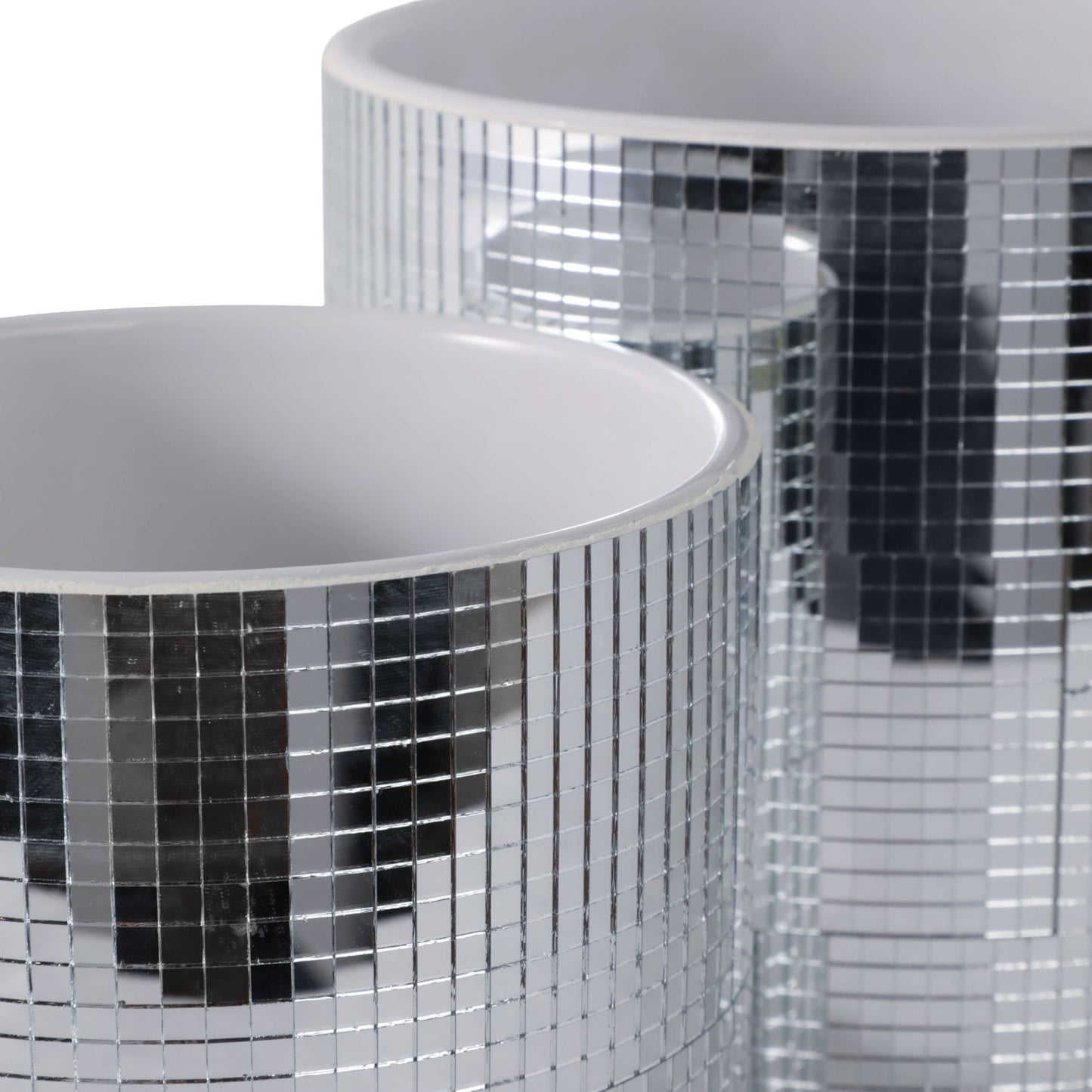 Ceramic Elegant Disco Planters  - Silver,