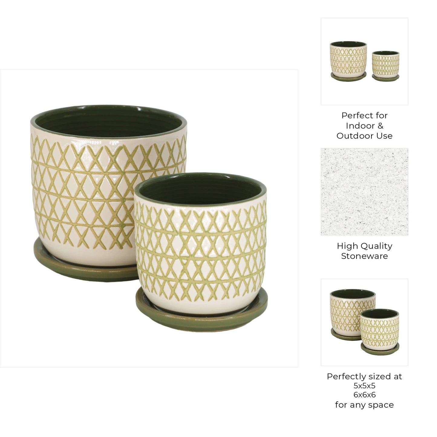 Ceramic X Design Saucer Planter