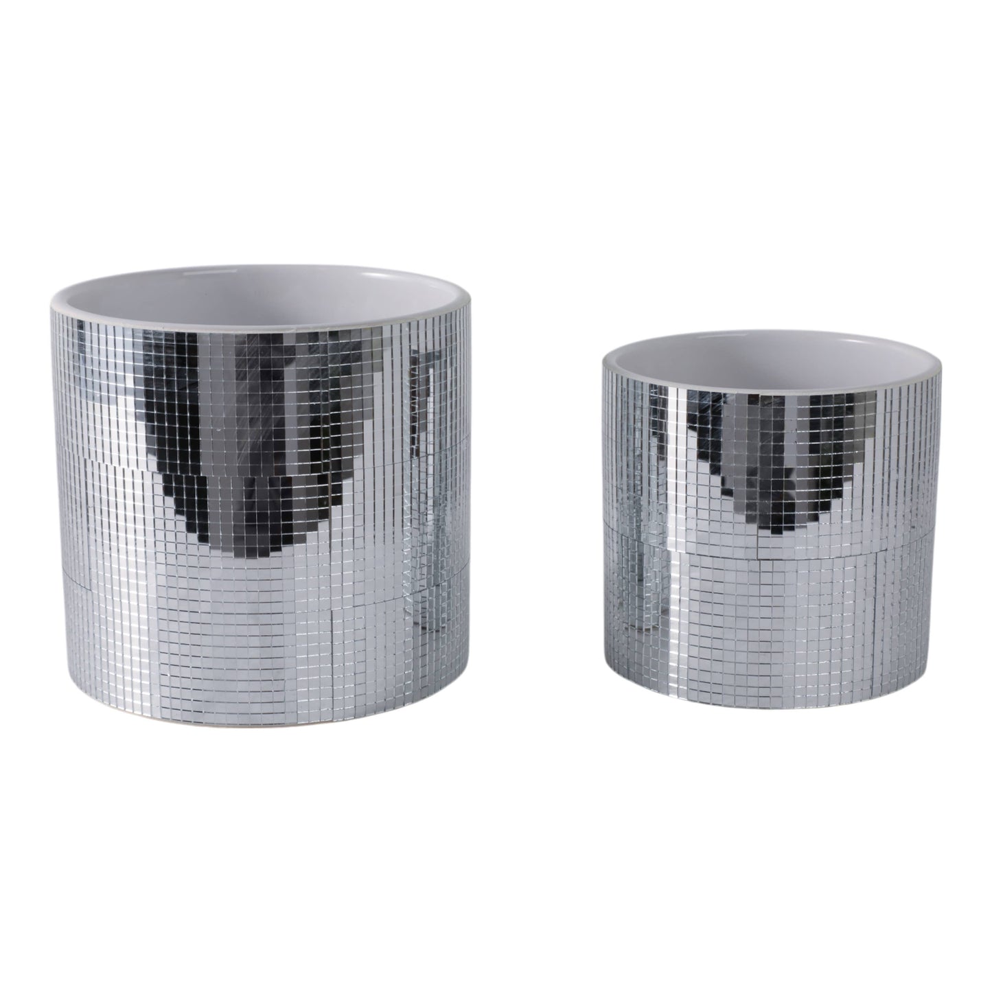 Ceramic Elegant Disco Planters  - Silver,