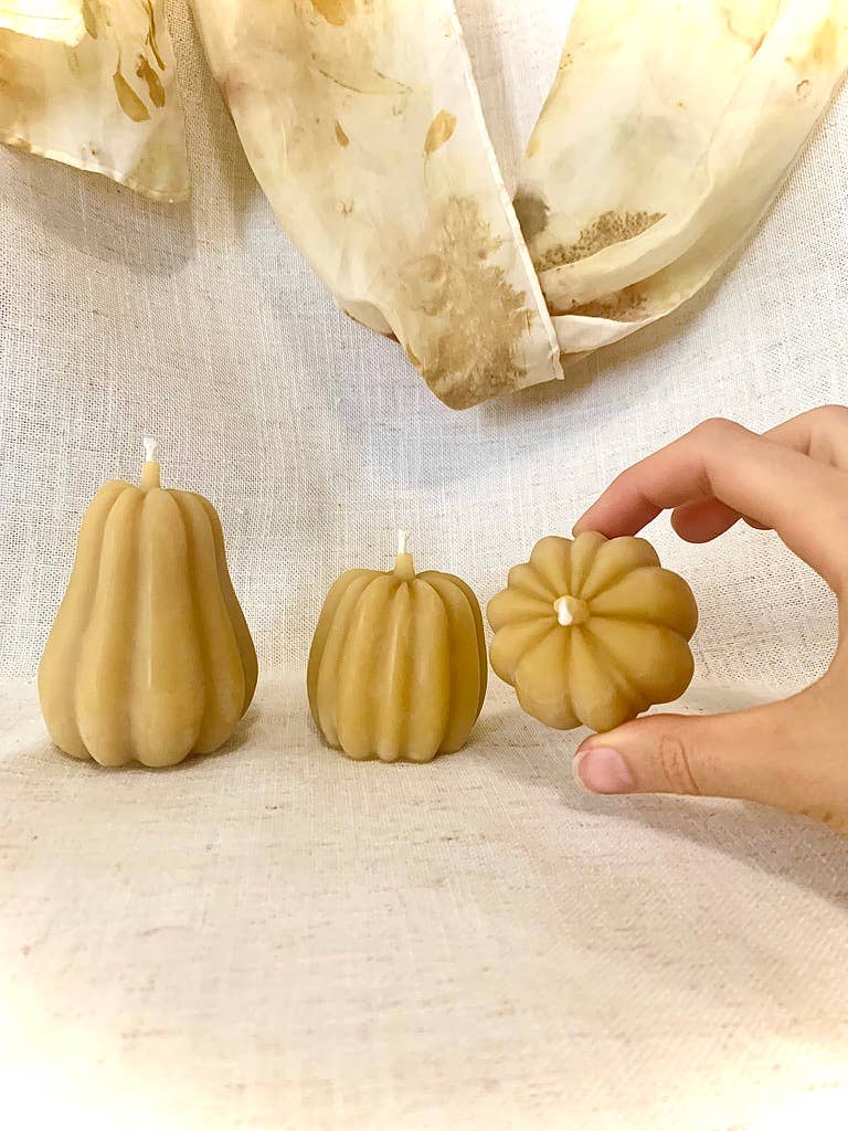100% Beeswax Candles - Fall Pumpkins (larger, smooth form)