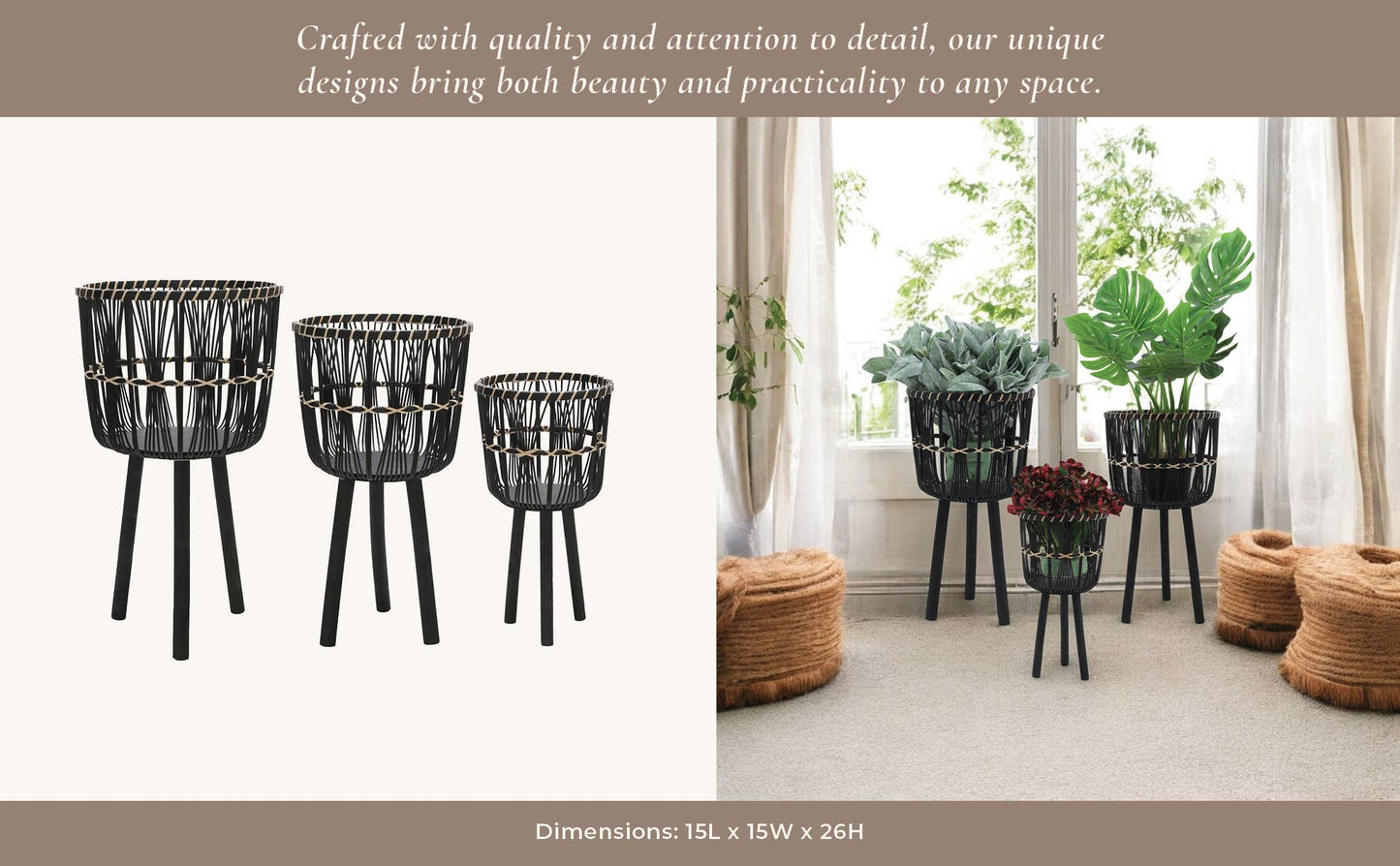 Bamboo Tripod Base Planters