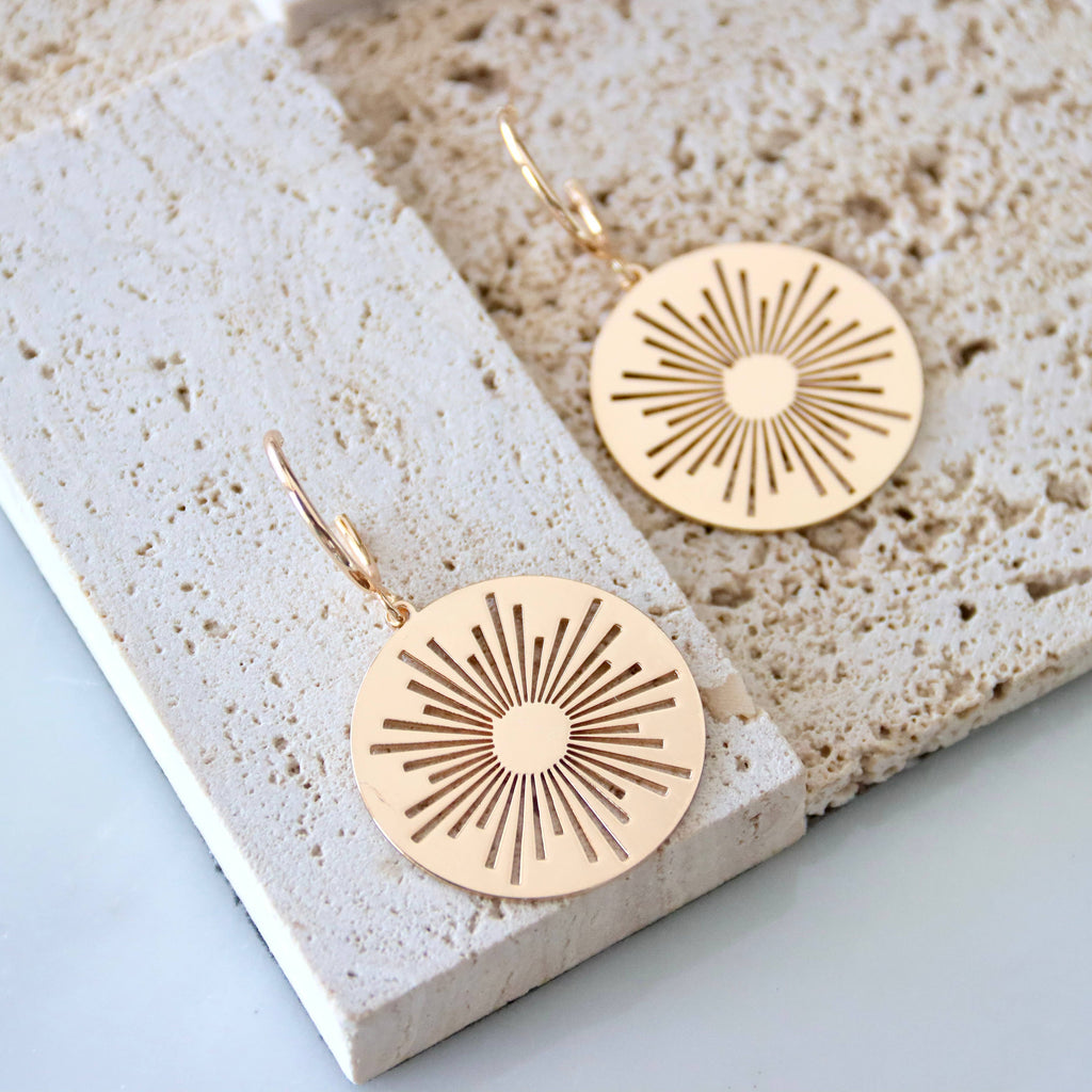 Sunburst Coin Hoop Earrings