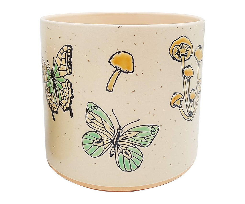 MUSHROOMS AND MOTHS PLANTER 6.5" , 5"/6.5" NESTED WITH 78155