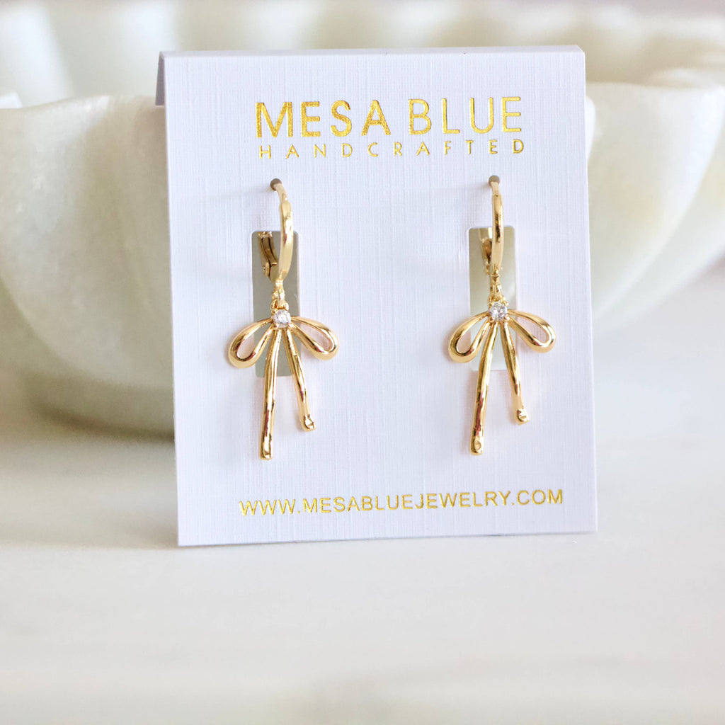 CZ Bow Huggie Earrings