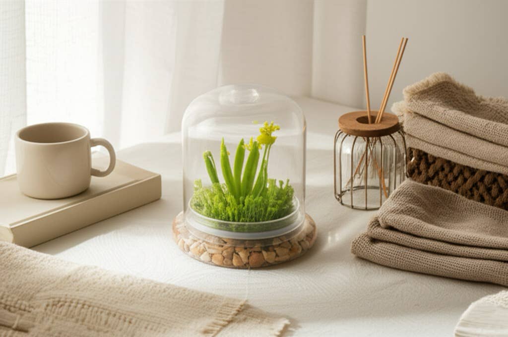 Everlasting Orchid Terrarium with Sundew Moss - Psygmorchis Pusilla – Self growing, Maintenance free, Unique Gift.