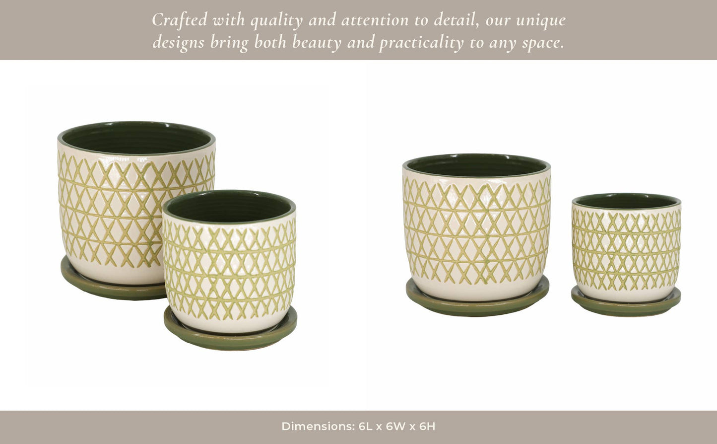 Ceramic X Design Saucer Planter