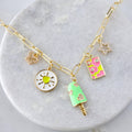 Enamel Summer Paperclip Charm Necklace
