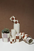 Checkerboard Pot TerraCotta