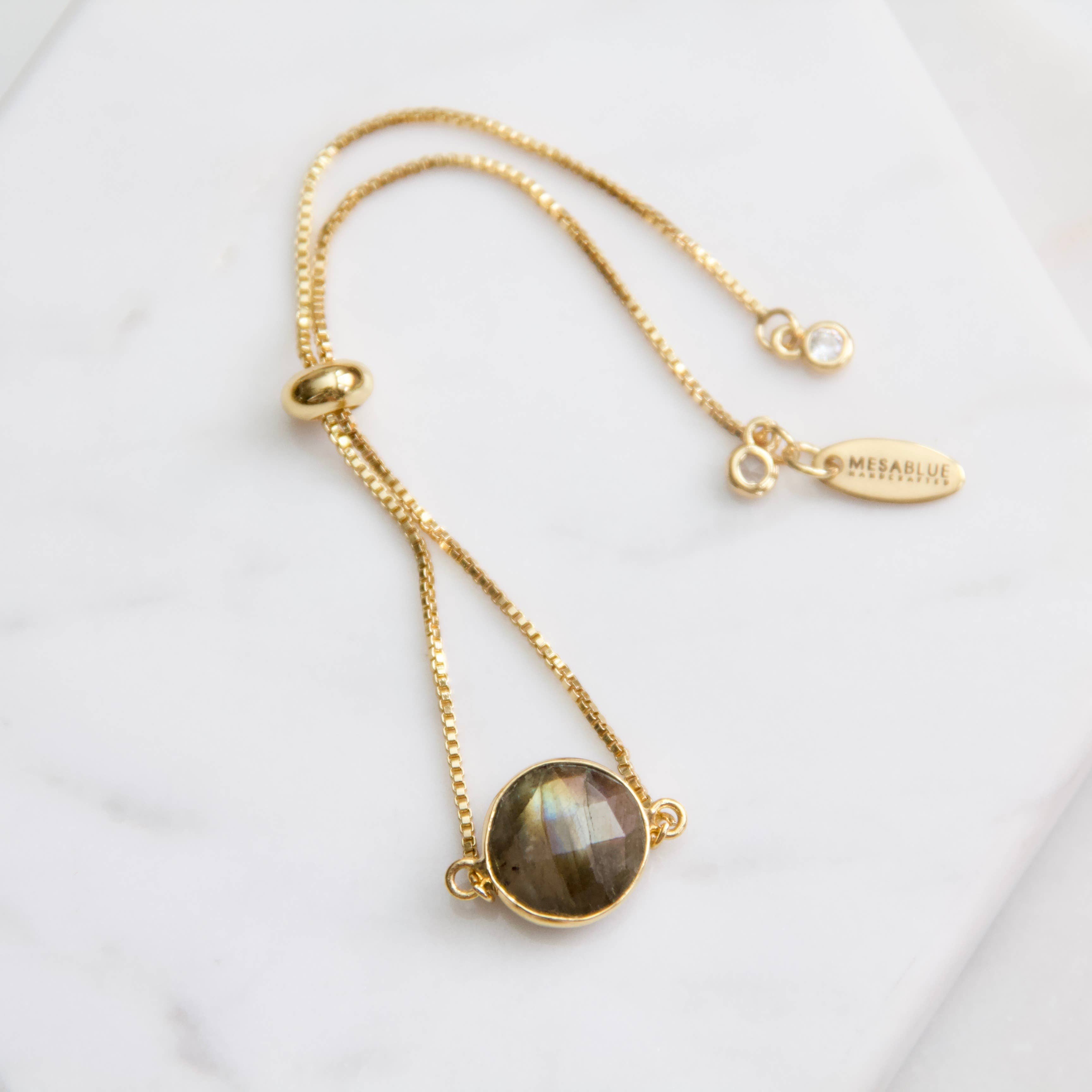 Labradorite Coin Adjustable Bracelet