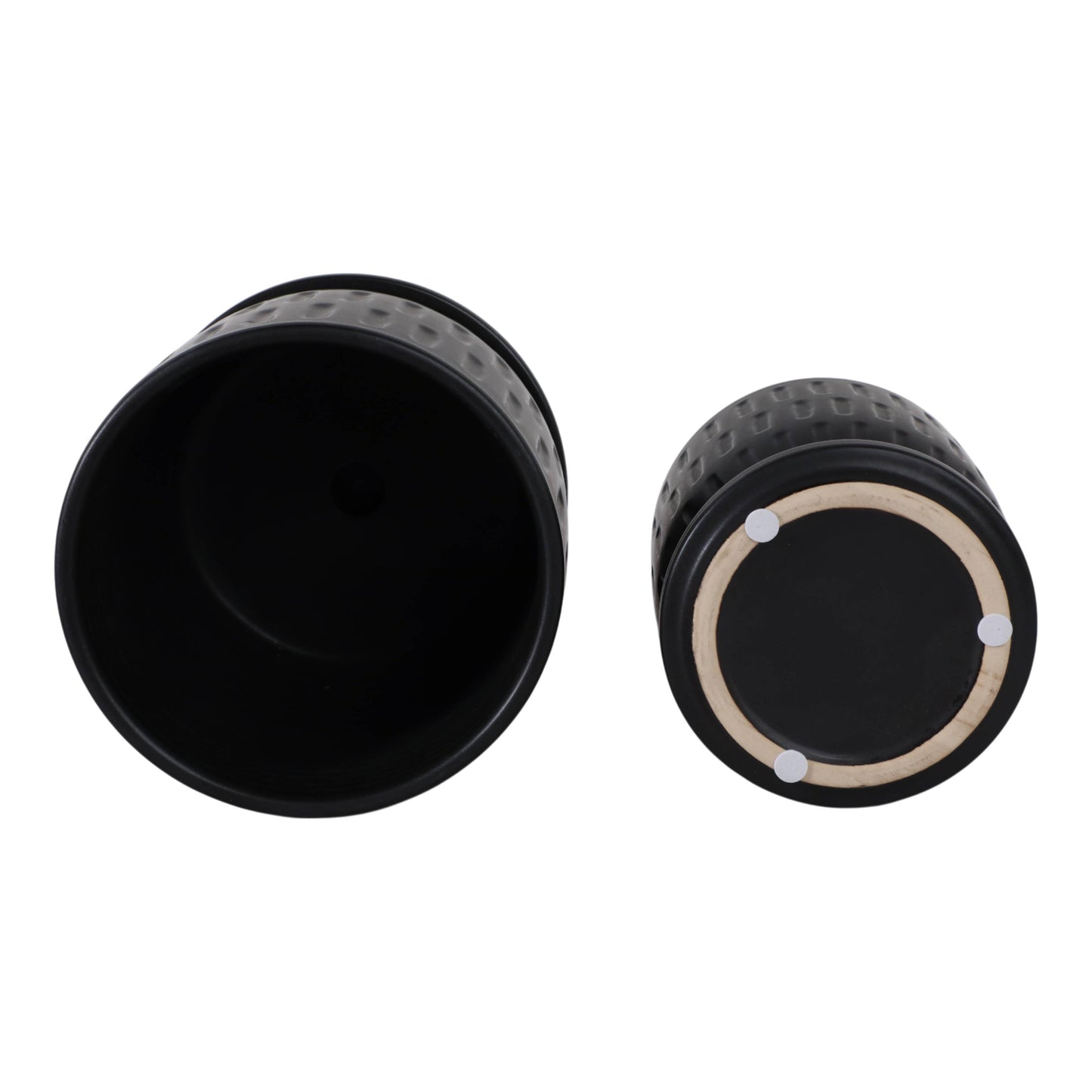 Ceramic Textured Saucer Planters - Black