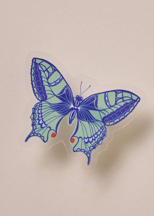 Blue Butterfly Clear Sticker
