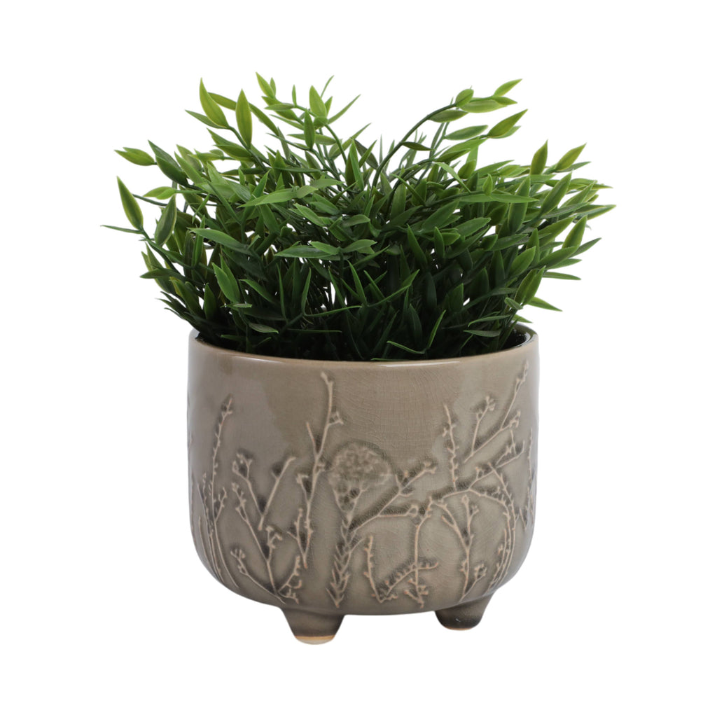 Cream Ceramic Round Raised Flowers Branches