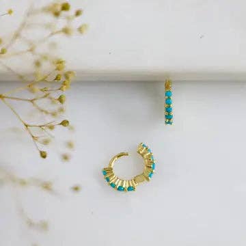 Turquoise Huggie Earrings - Hypoallergenic