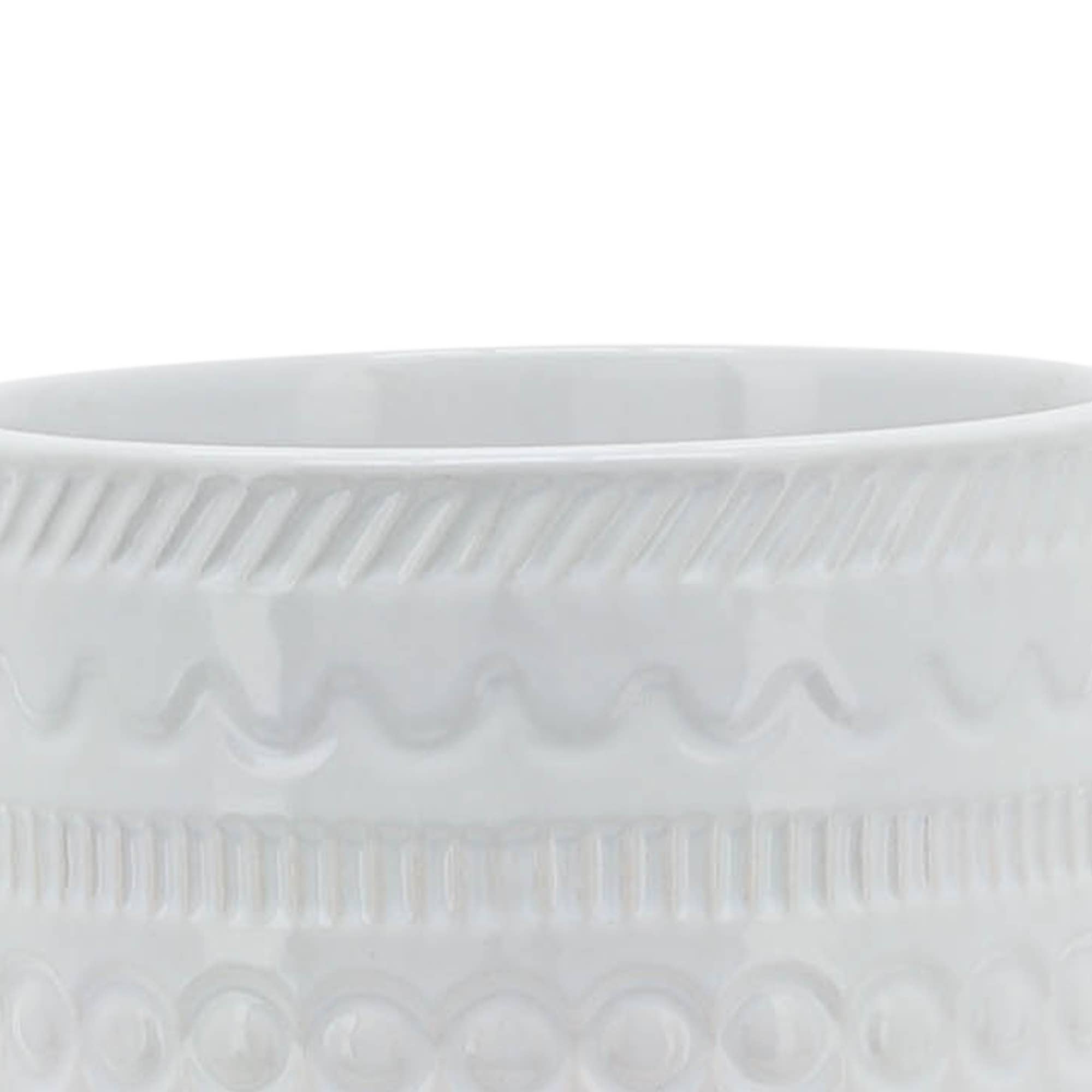 White Ceramic Tribal Carved on Wood Stand