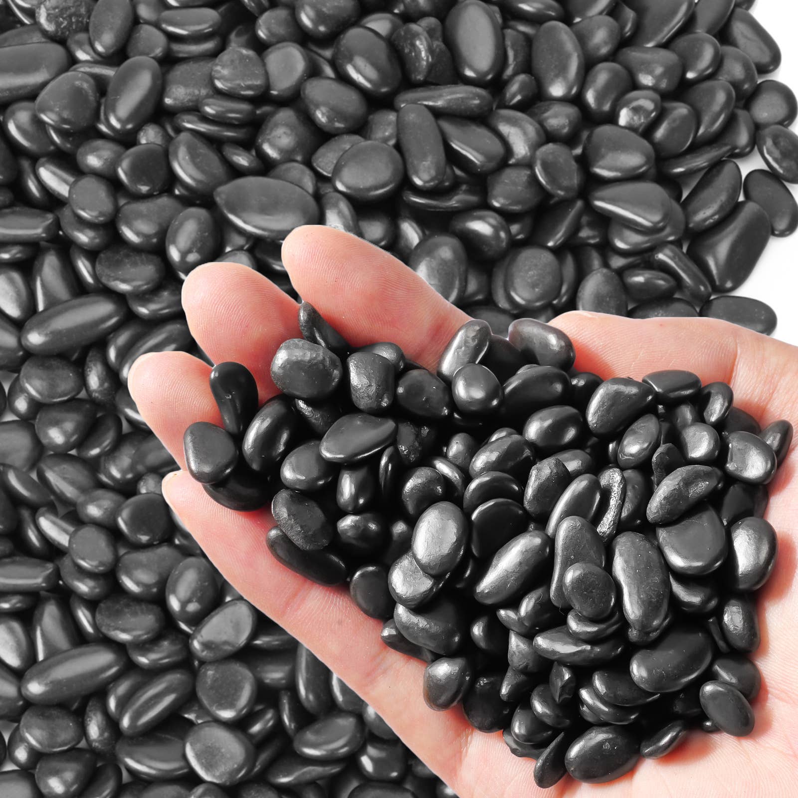 Black Pebbles, Polished  River Rocks Small Gravel Stones