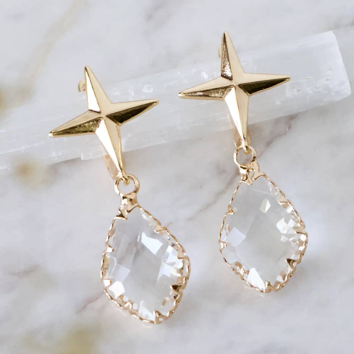 Cystal Opalite Star Earrings