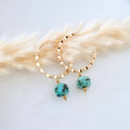 Amazonite or Turquoise Textured Hoop Earrings