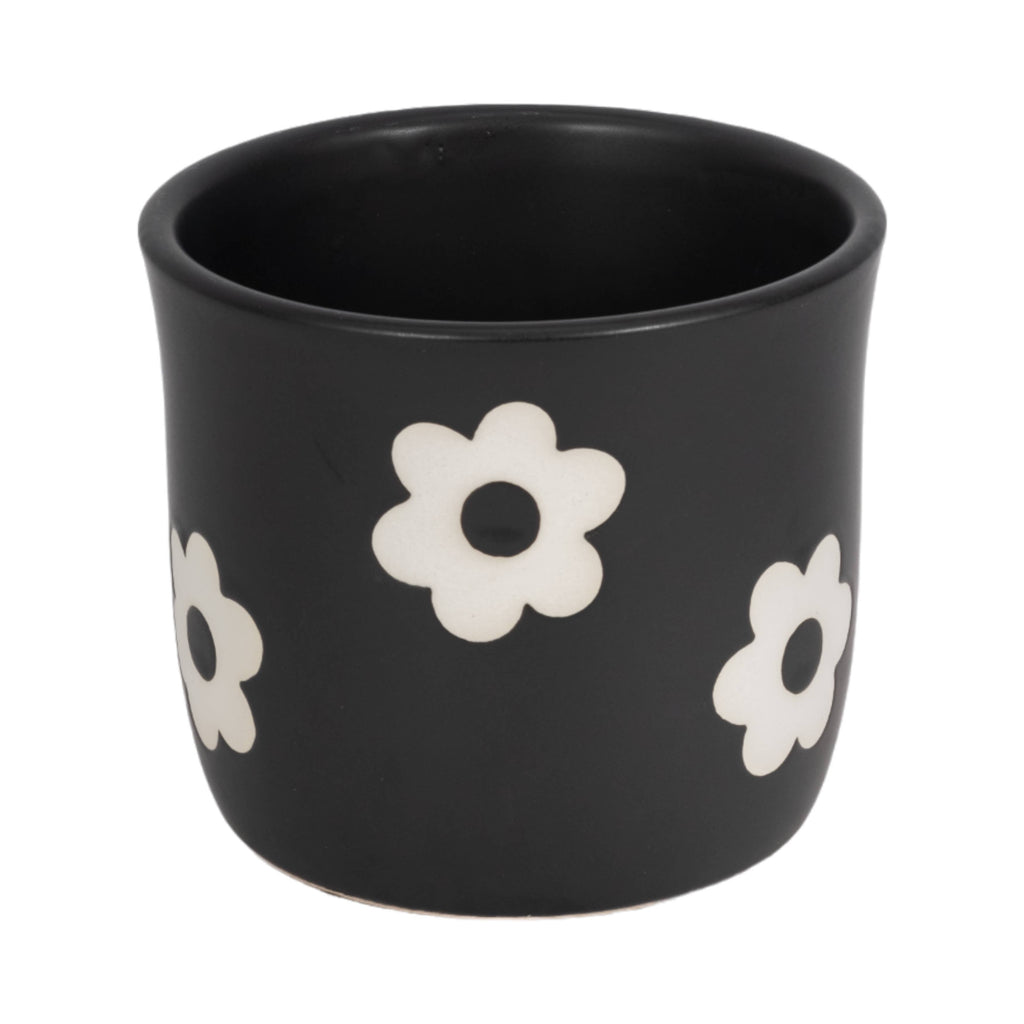 Black/White Ceramic Raised Flower Power