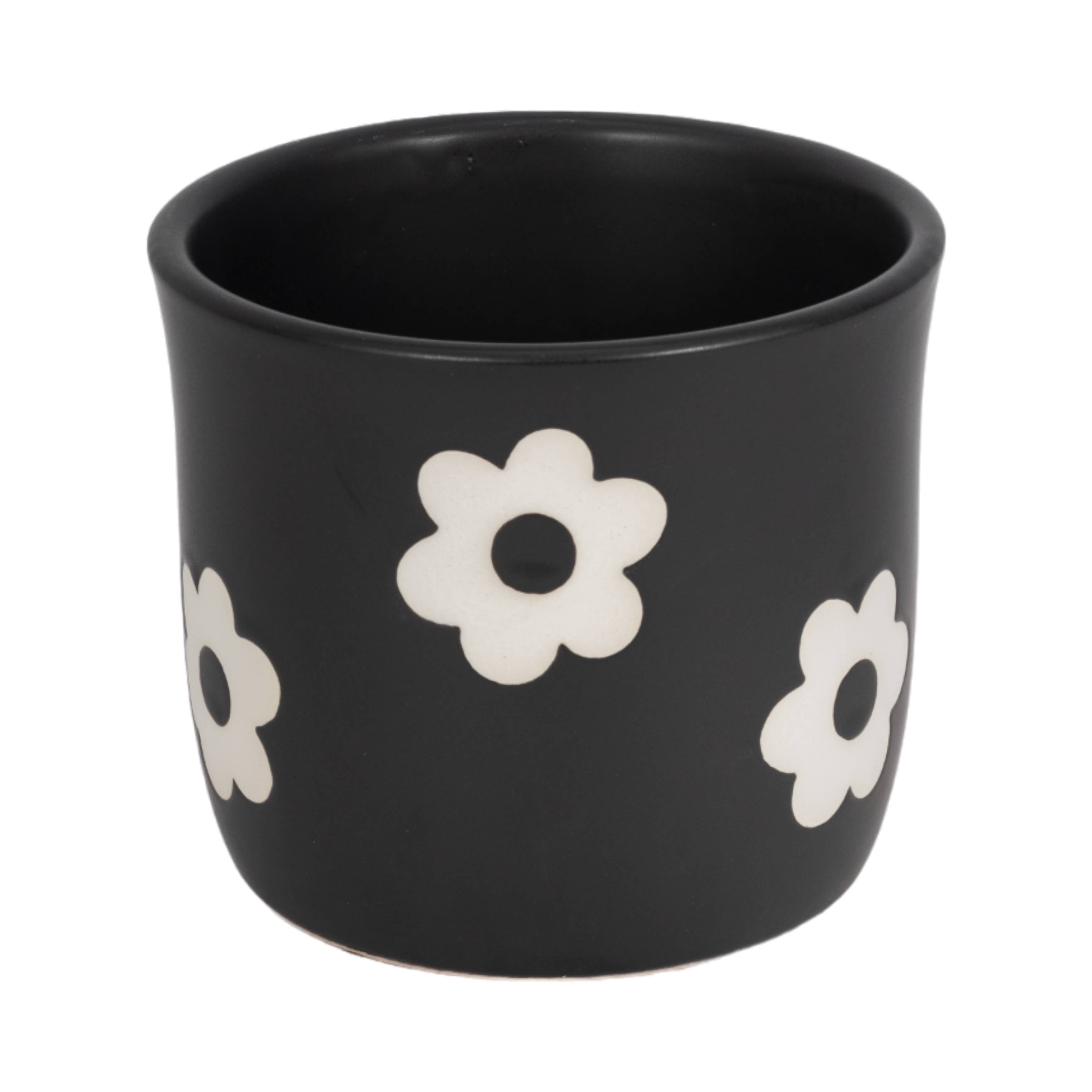 Black/White Ceramic Raised Flower Power