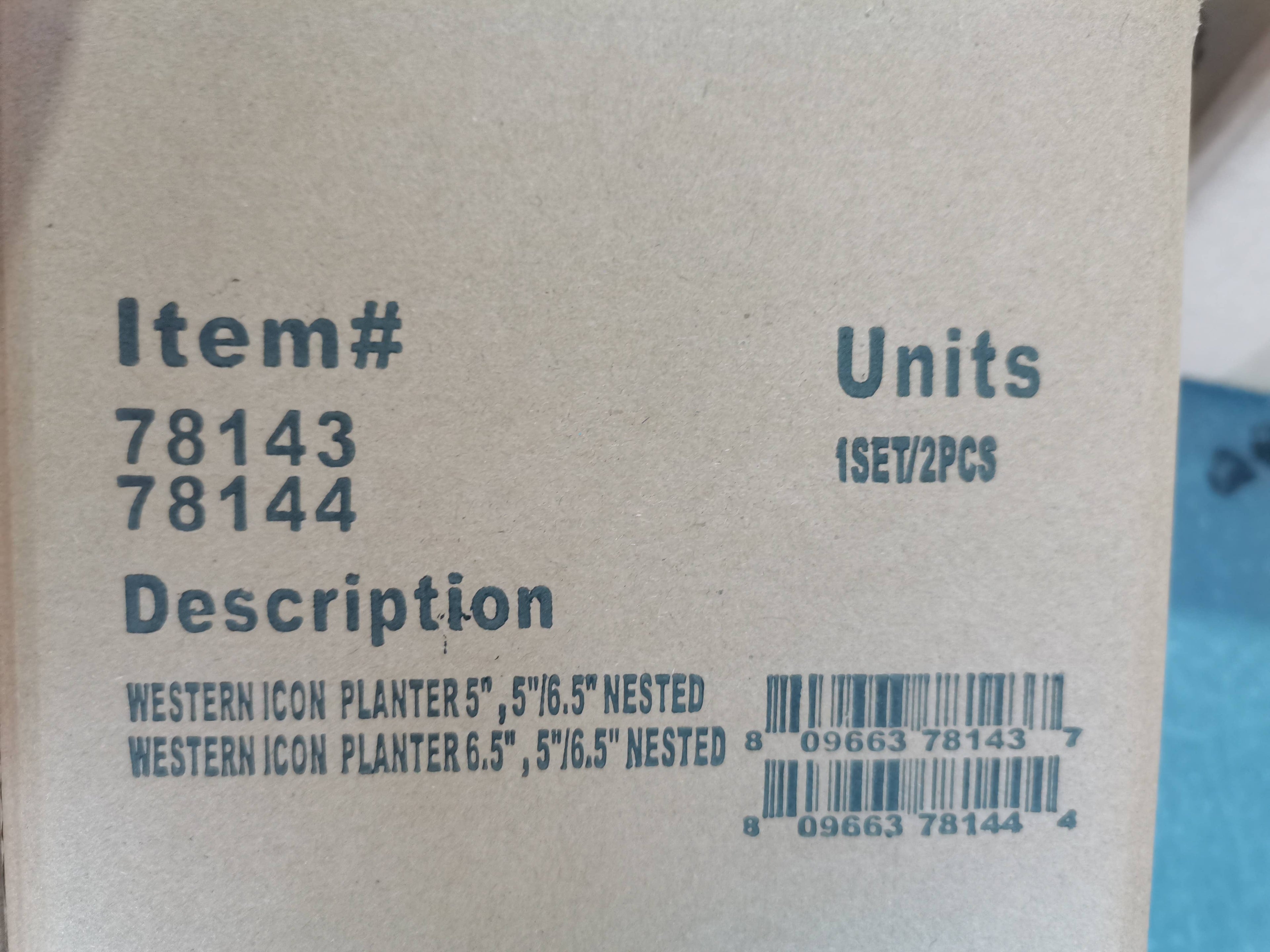 WESTERN ICON  PLANTER 6.5" , 5"/6.5" NESTED WITH 78143