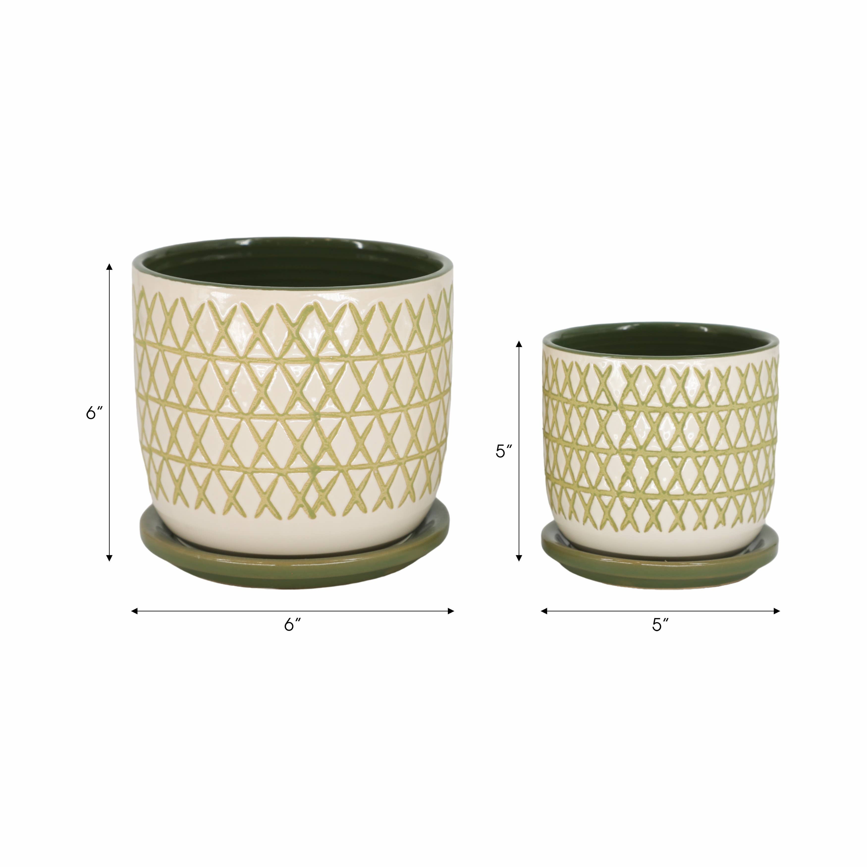 Ceramic X Design Saucer Planter