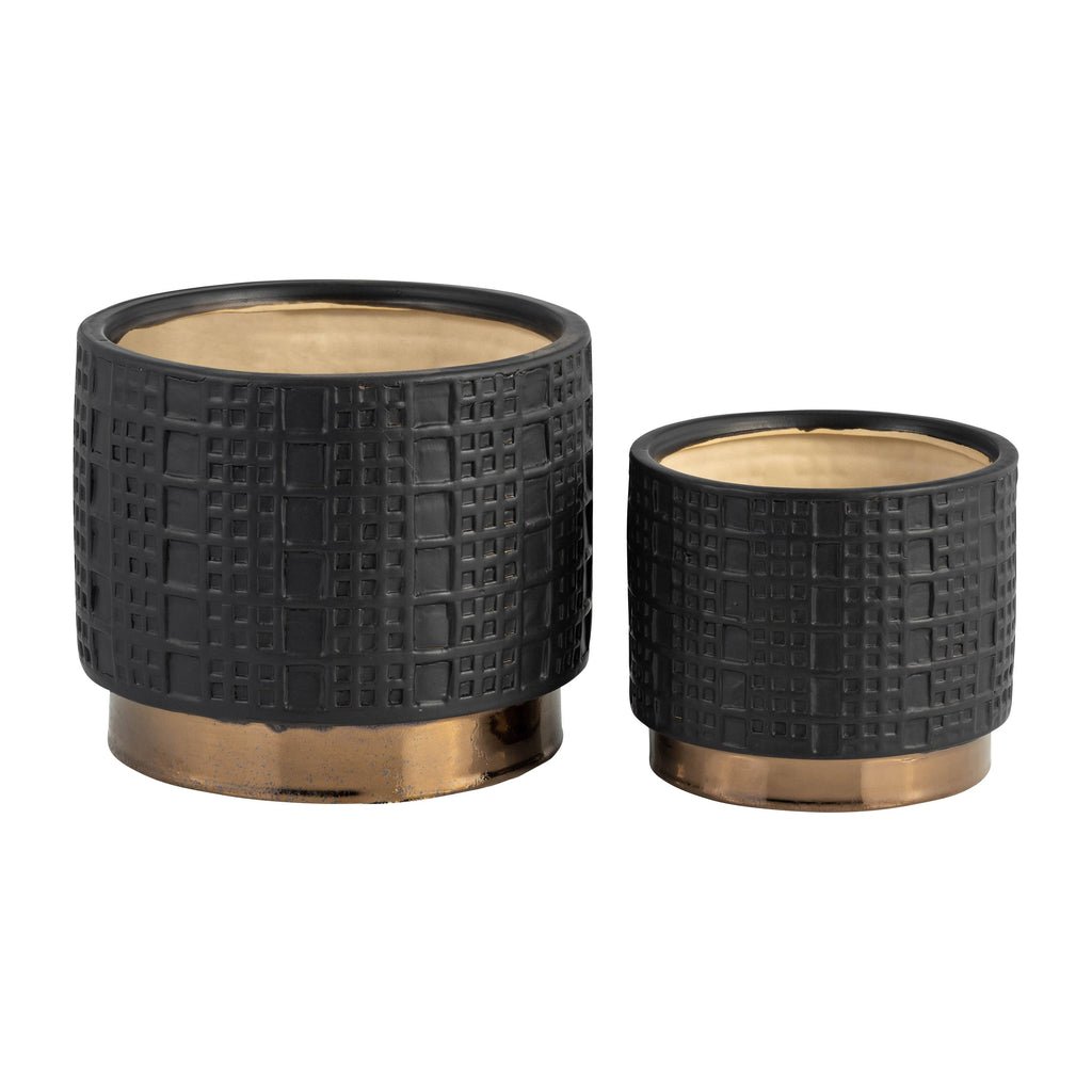 Ceramic Raised Mesh Planter - Black, 6 in