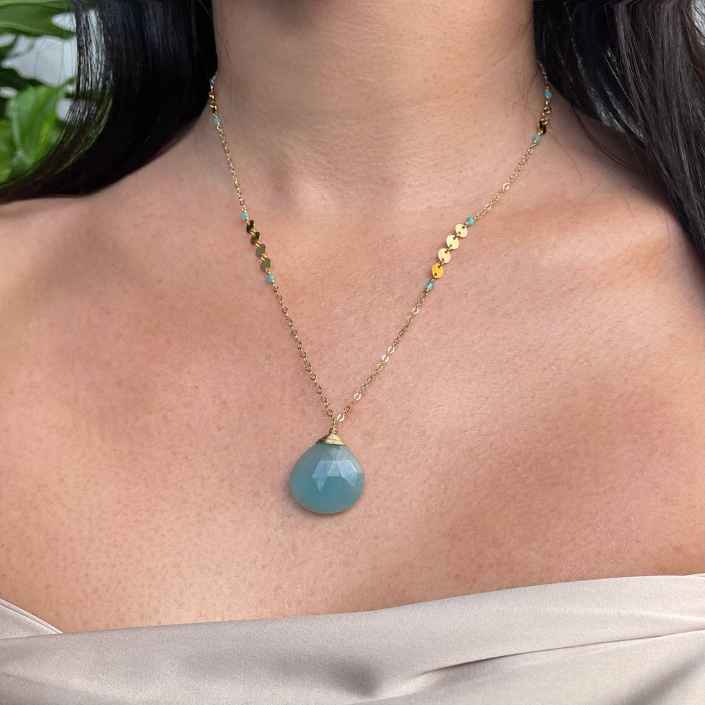 Chalcedony and Sequin Necklace