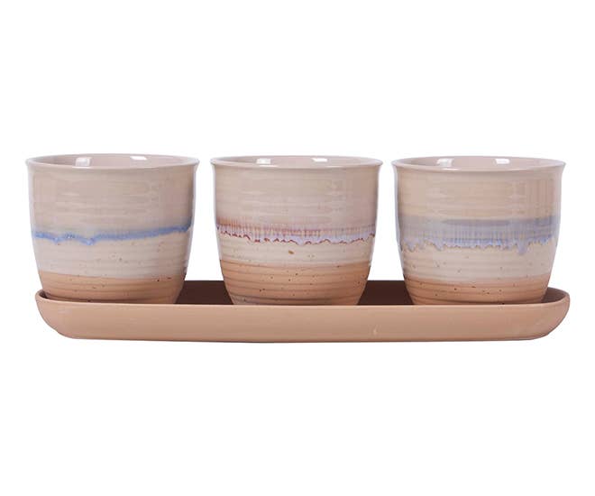 Cannon Drip Set Of 4"Planters W/Tray