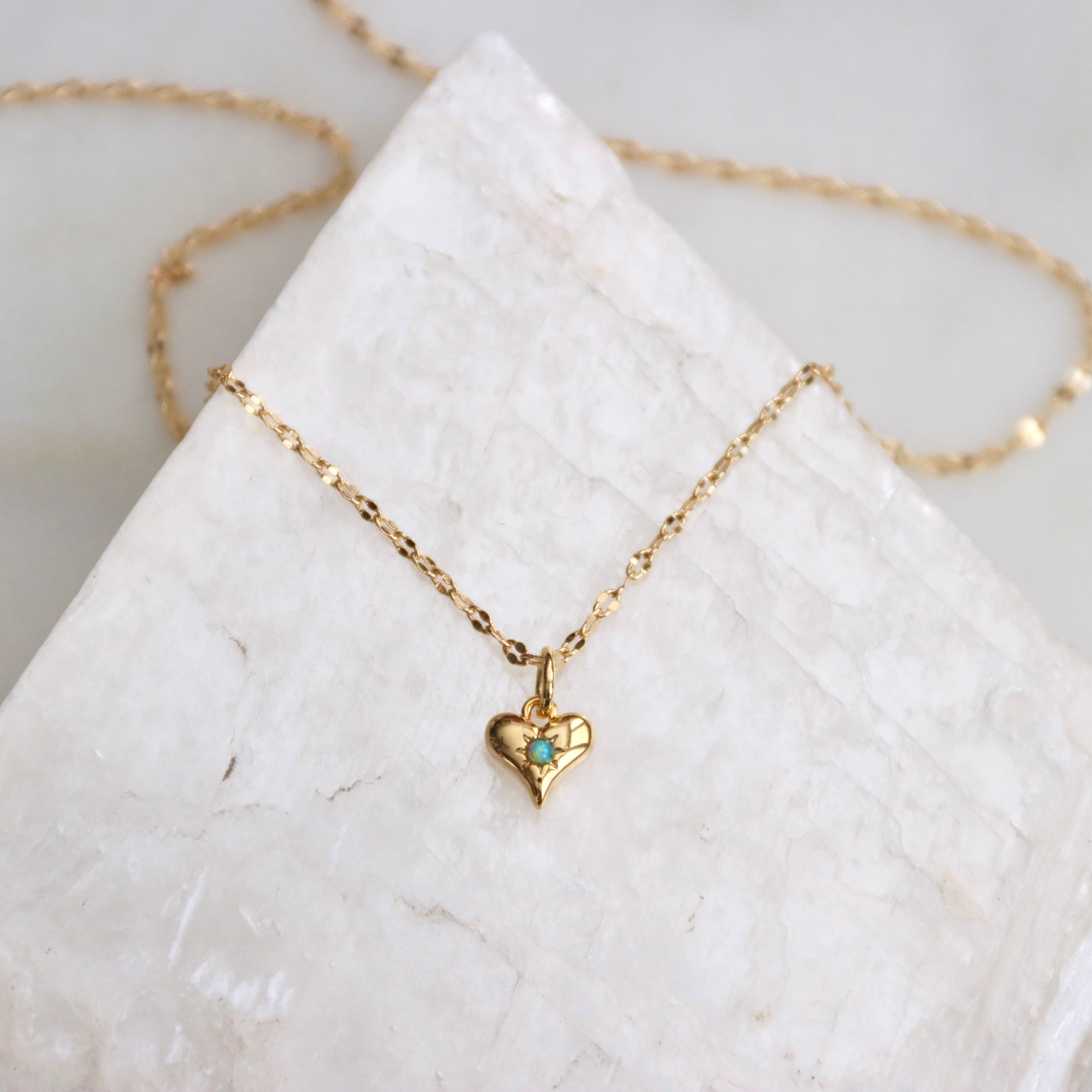 Opal Dainty Heart Necklace
