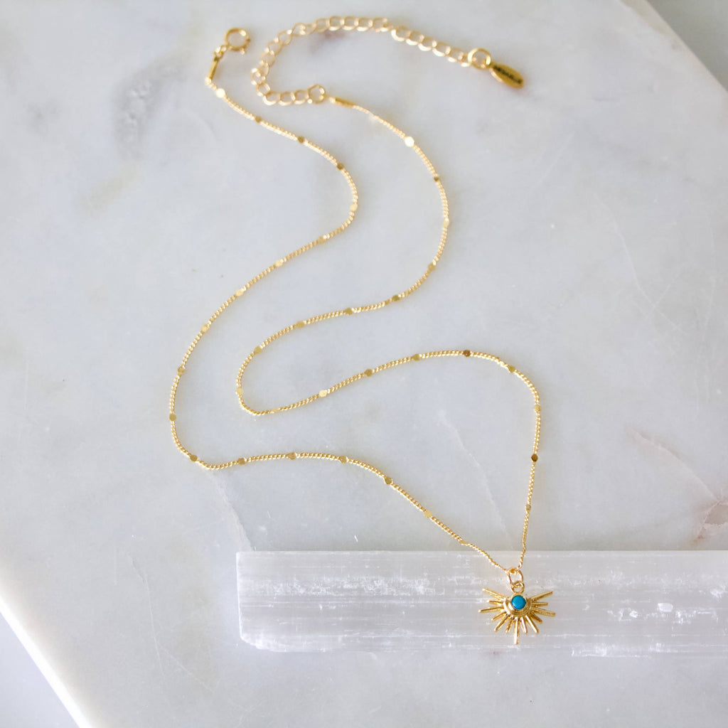 CZ or Turquoise Starburst Necklace