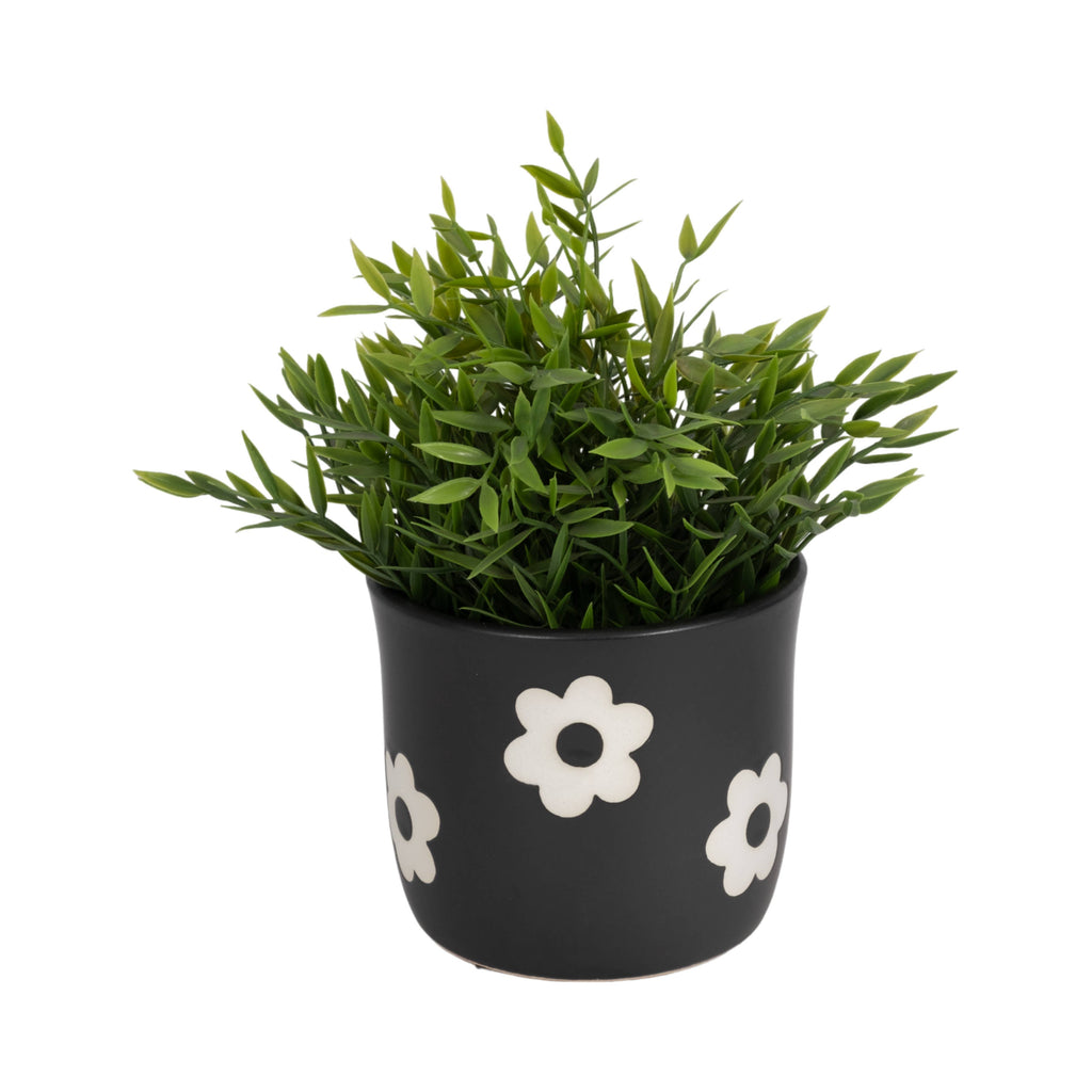 Black/White Ceramic Raised Flower Power