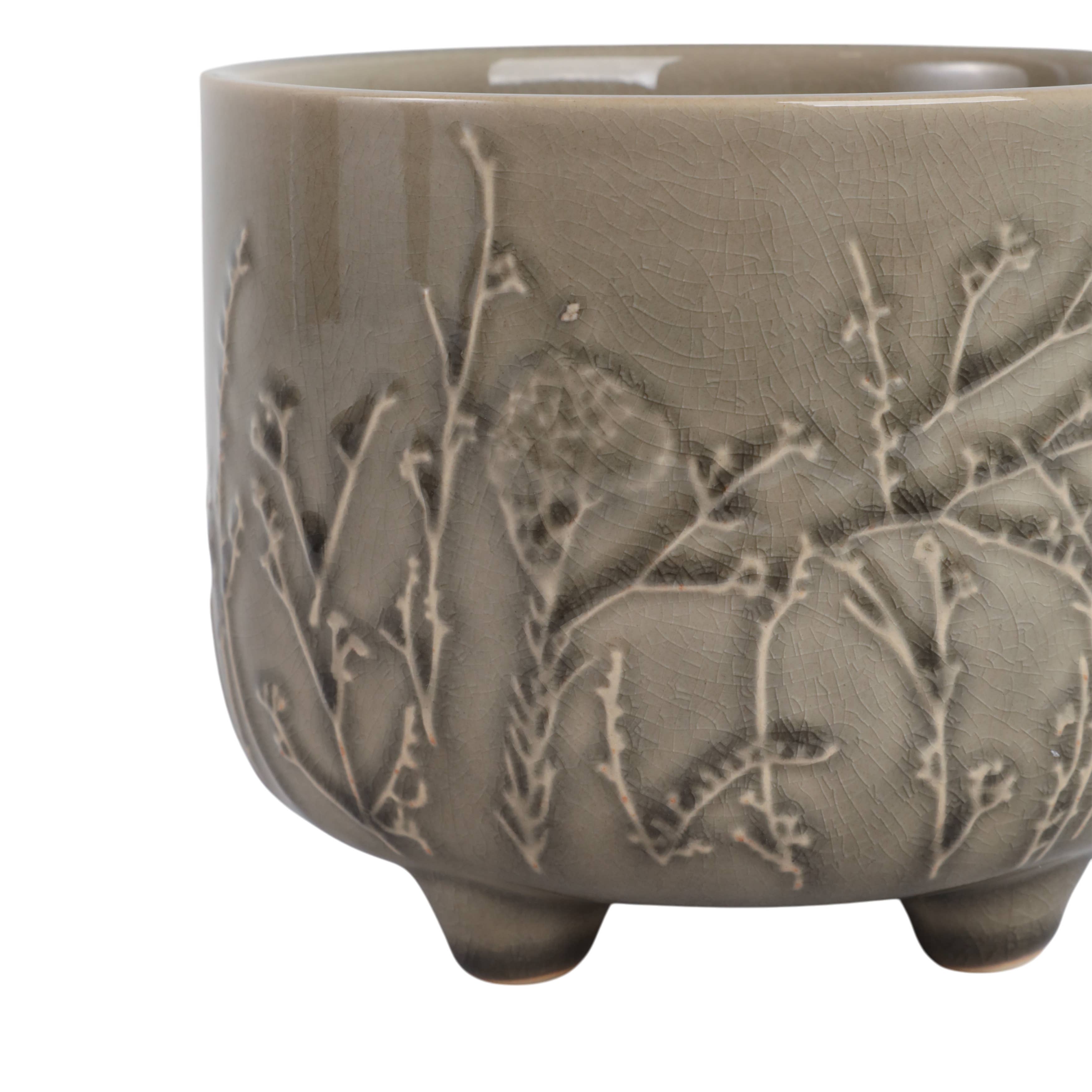 Cream Ceramic Round Raised Flowers Branches