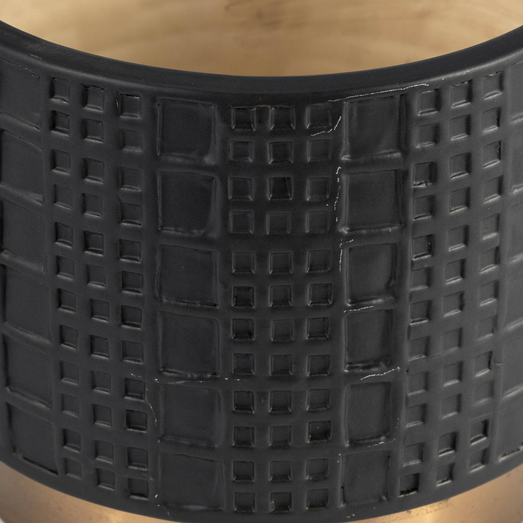 Ceramic Raised Mesh Planter - Black, 6 in