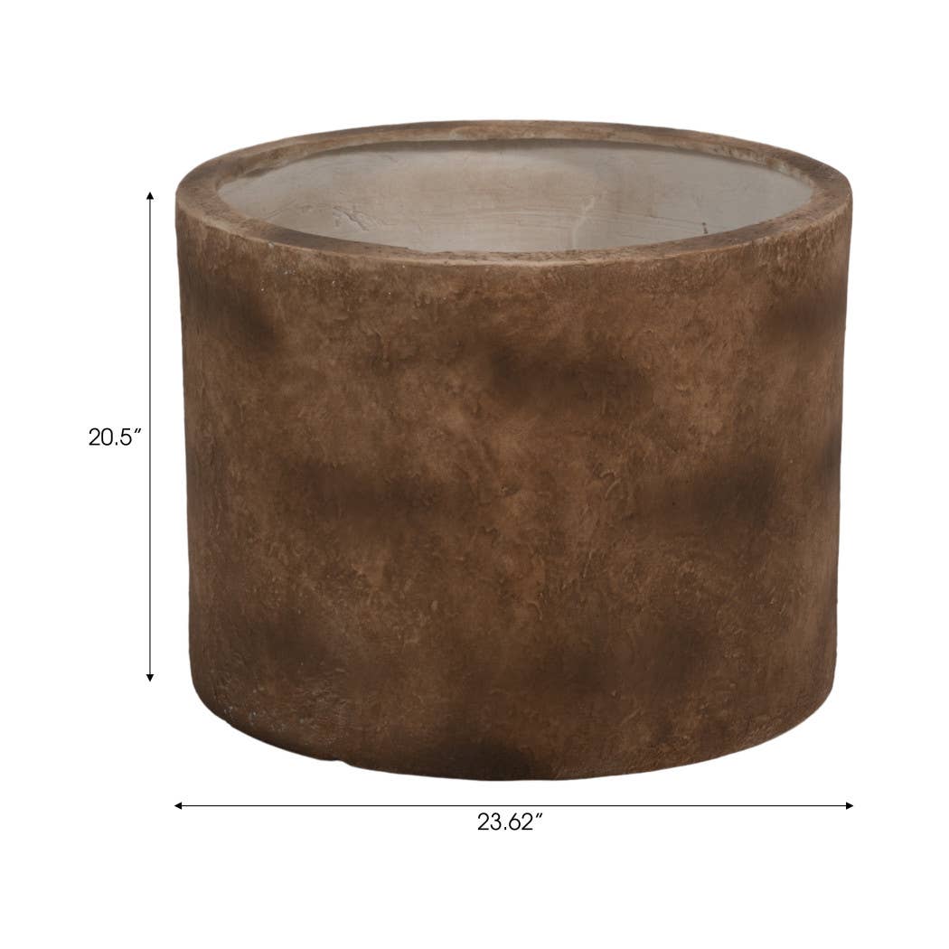 Plant Pot - Brown Ceramic Round Resin Textured Finish, 24 in