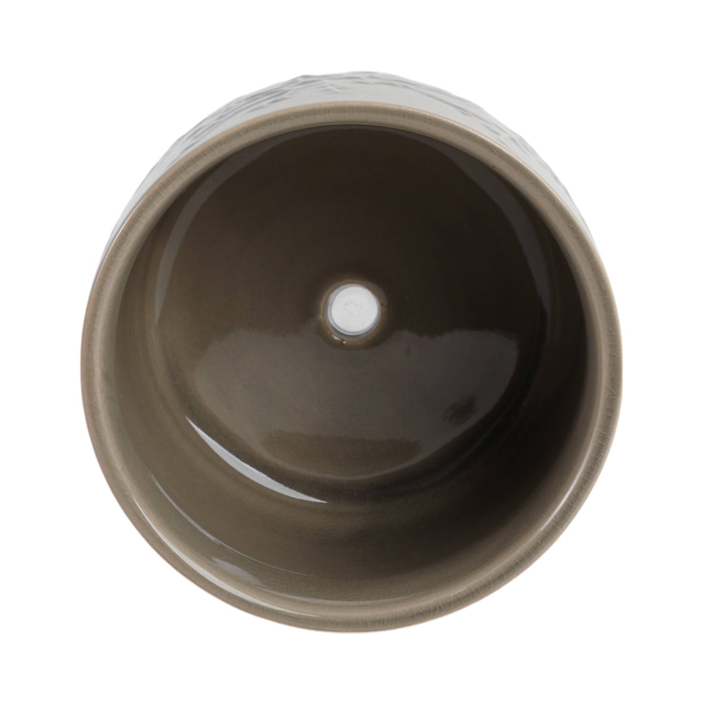 Cream Ceramic Round Raised Flowers Branches