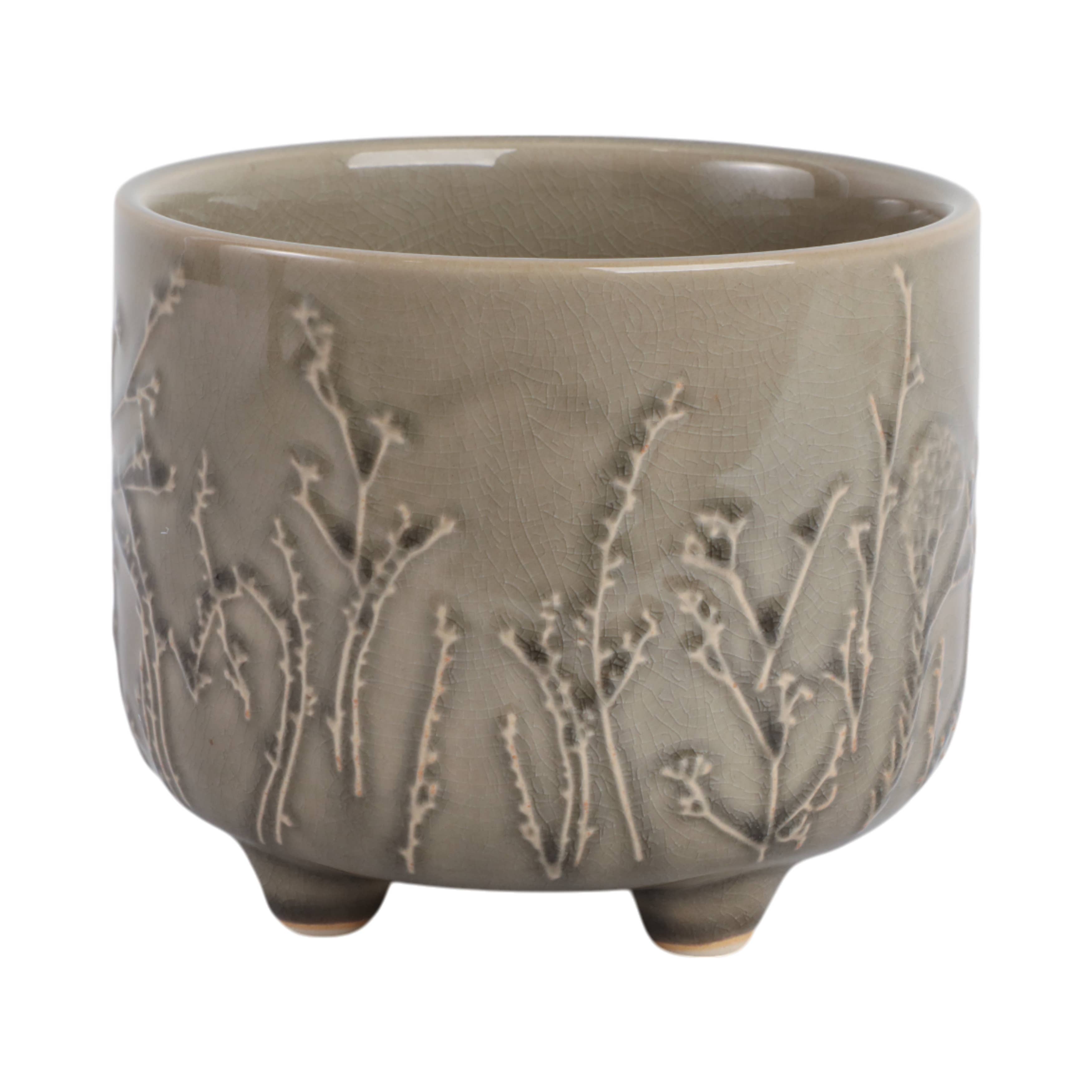 Cream Ceramic Round Raised Flowers Branches