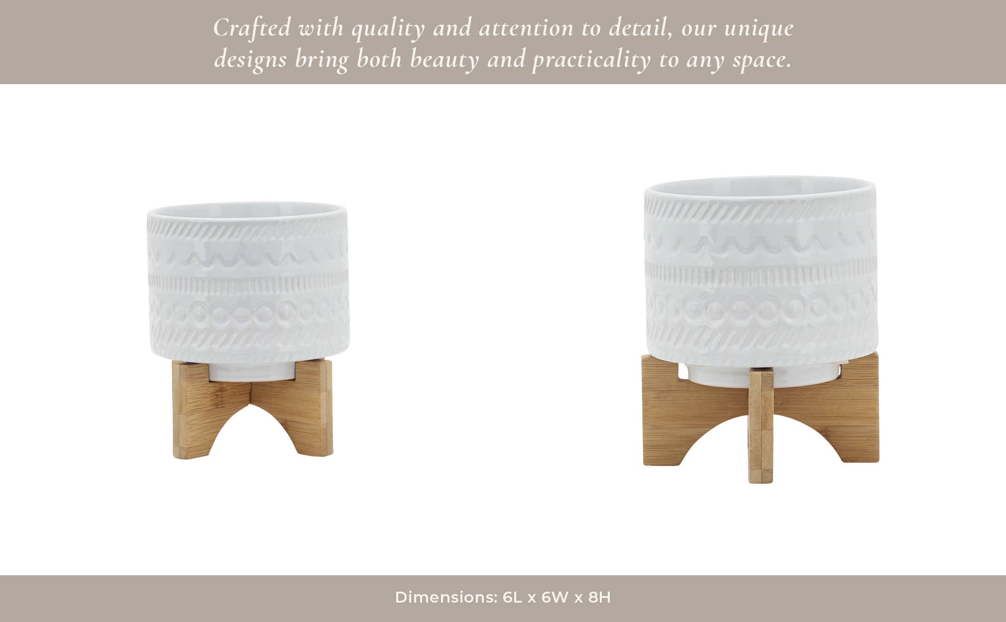 White Ceramic Tribal Carved on Wood Stand