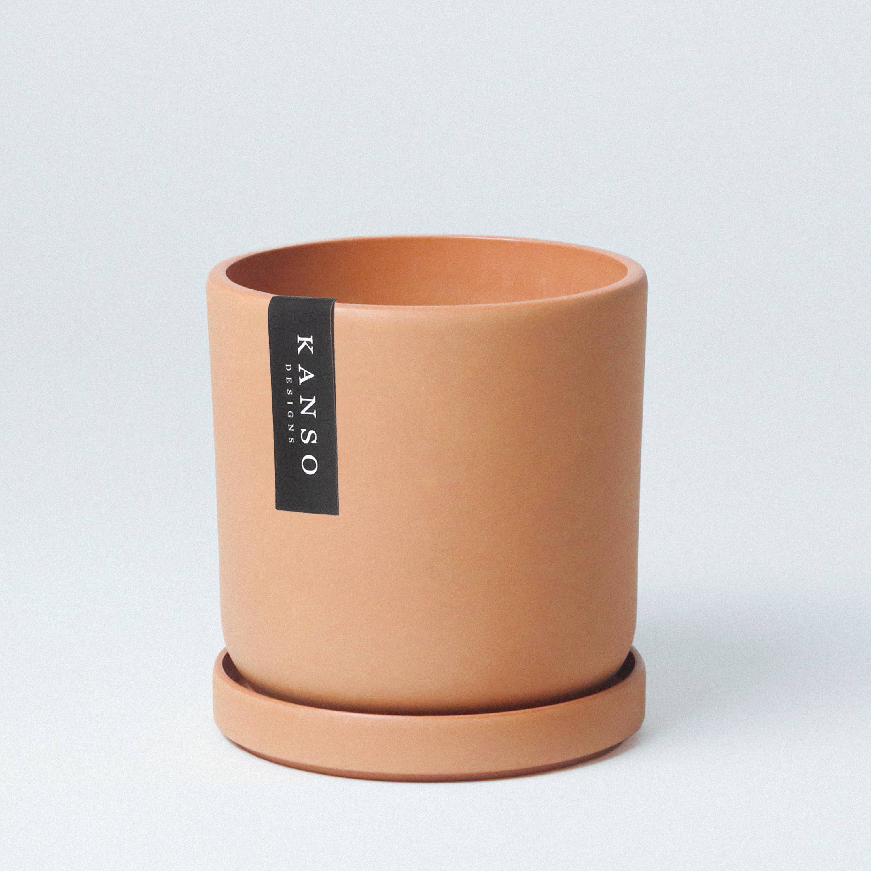 7" & 4" Mustard Seed & Dusted Clay Planters & Saucers