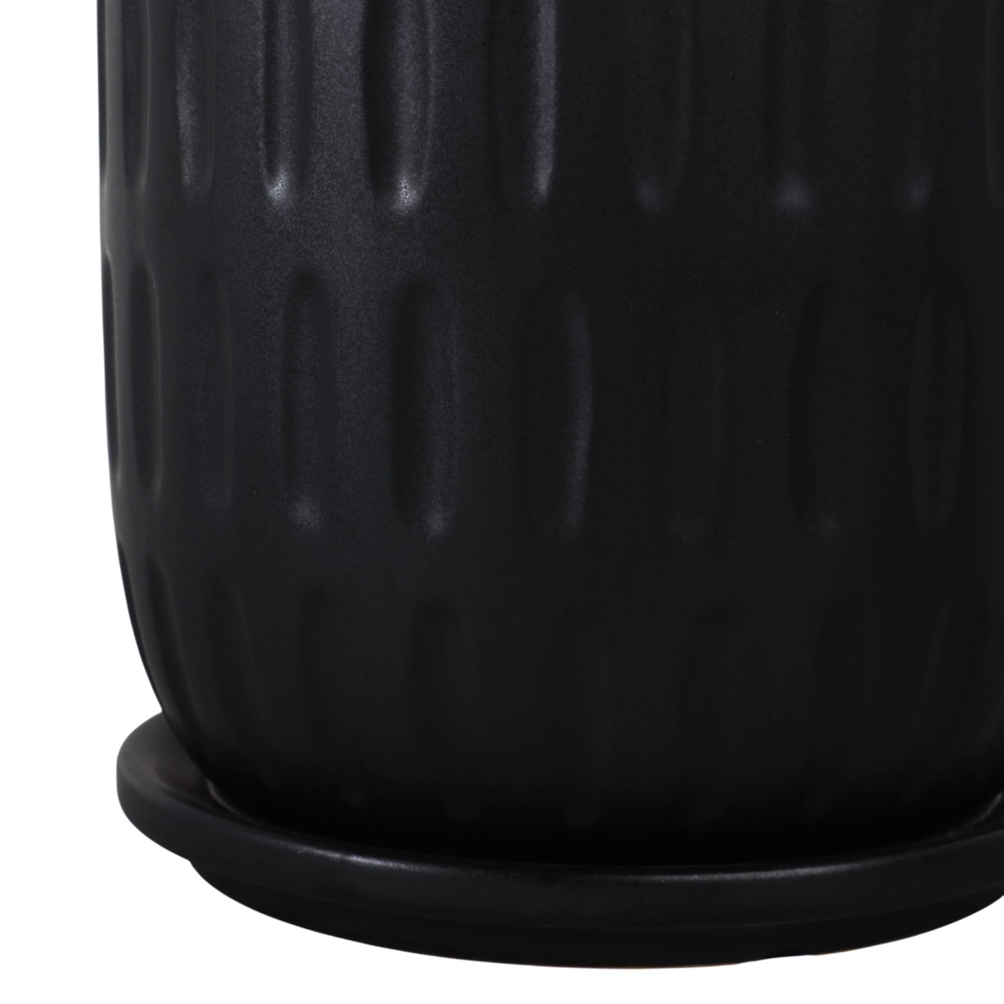 Ceramic Textured Saucer Planters - Black