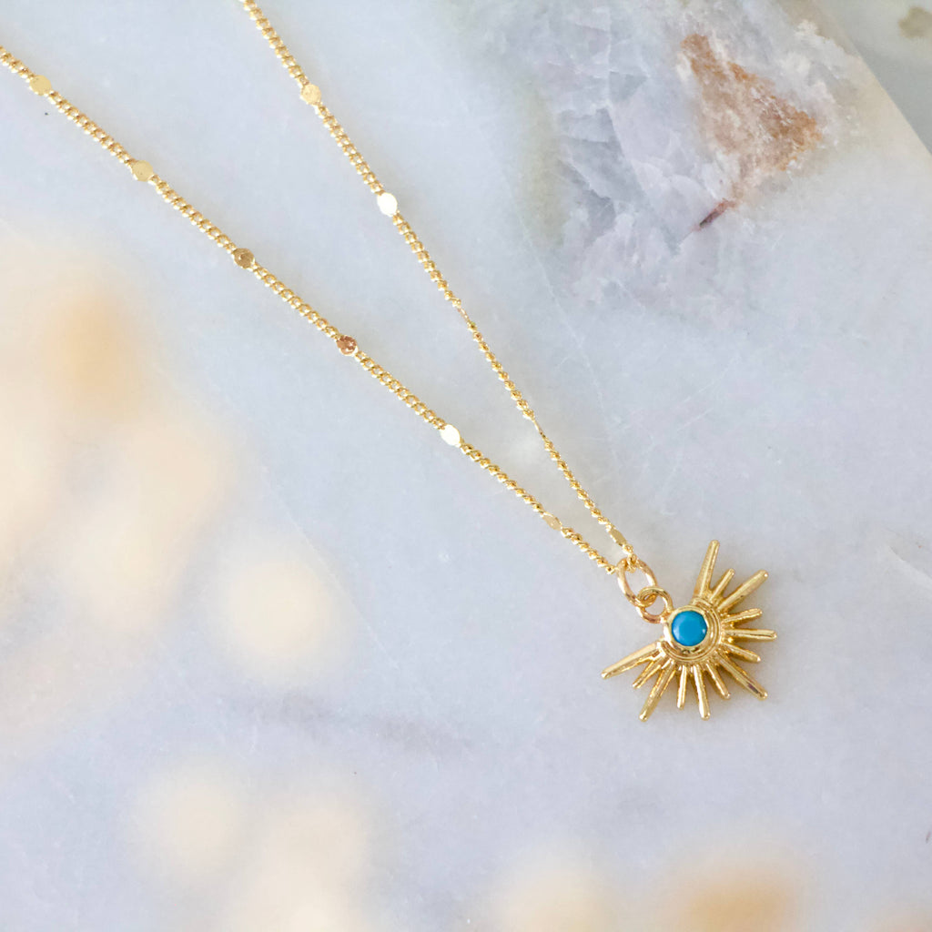 CZ or Turquoise Starburst Necklace