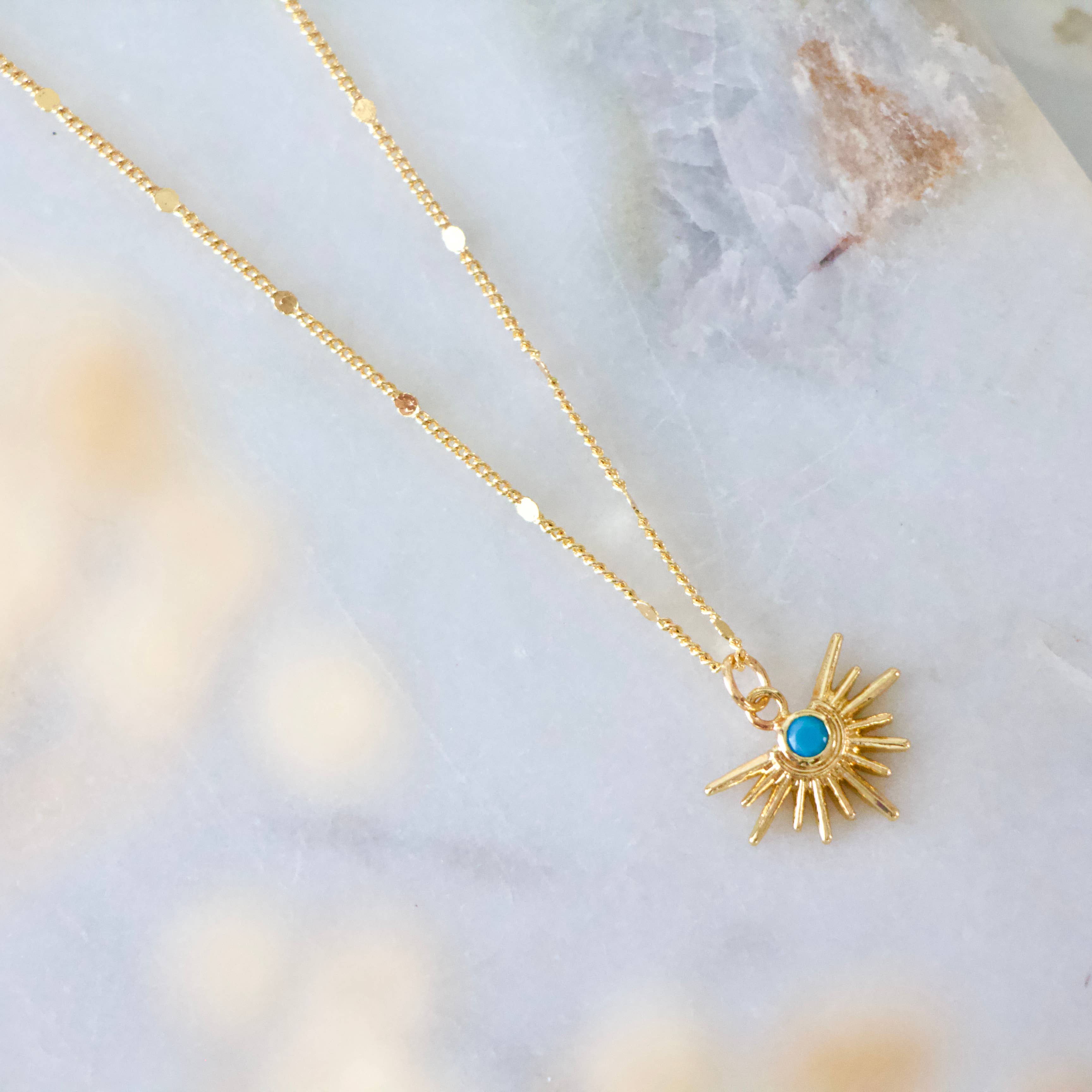CZ or Turquoise Starburst Necklace